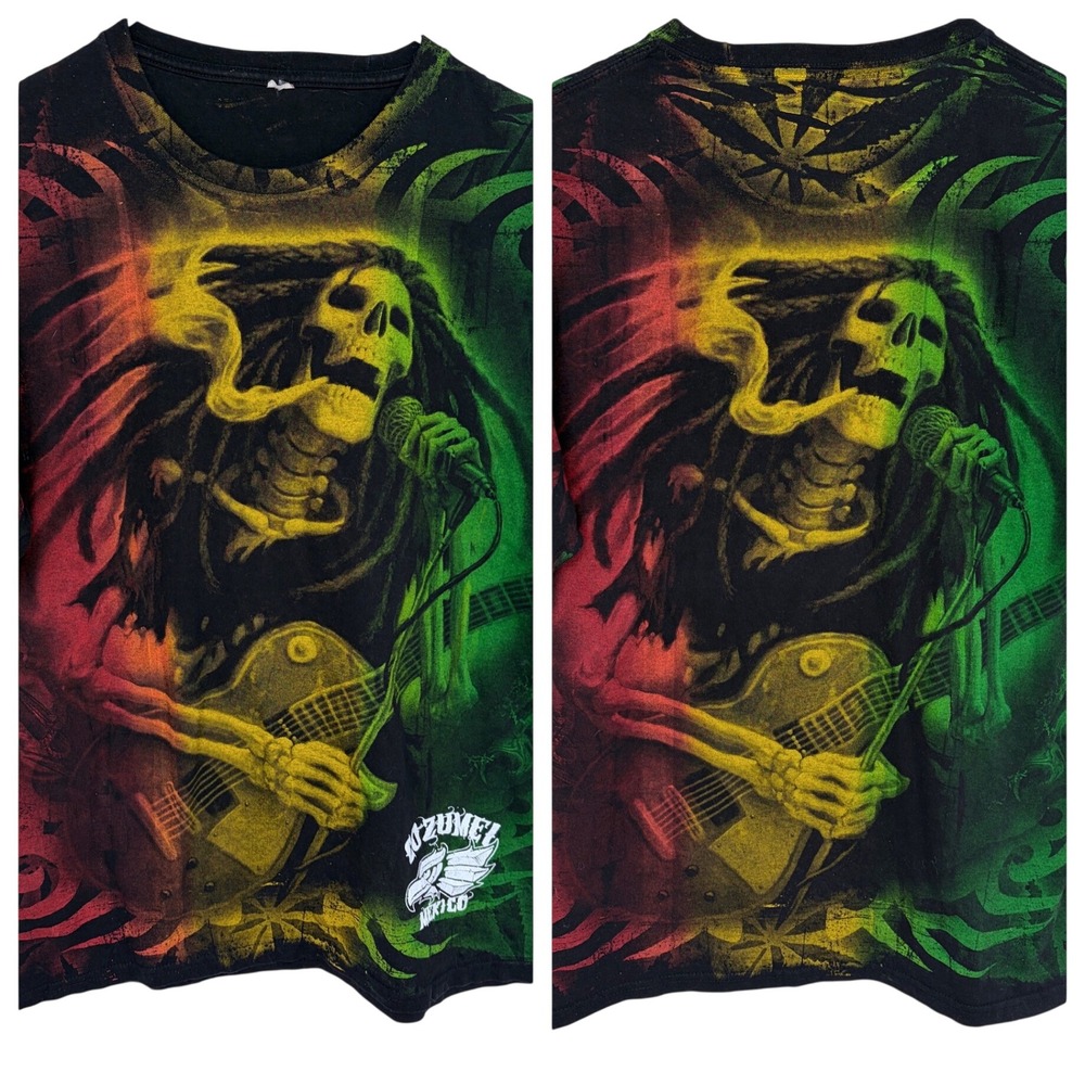 AOP‎ Bob Marley Skeleton Graphic T Shirt Medium Jamaican